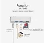 USB type C to 5-in-1 PD function USB-C combo USB 3.0 hub with card reader adapter for 12