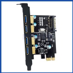 PCIE x1 to 4ports USB3.0 Gold connector with SATA 15pin power connnector expansion card