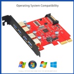 External 4port USB3.0 port PCI-E PCI express Gold finger connector with SATA 15pin power 5Gbps adapter card