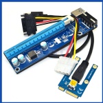 Mini PCIE Riser to 16X USB 3.0 with 4pin molex power cable converter card