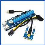 Mini PCIE Riser to 16X USB 3.0 with 6pin power cable converter card for Bitcoin