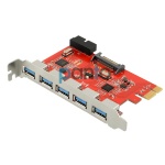 PCIE x1 to 5 ports USB3.0 with 19/20 pin USB3.0 expansion card