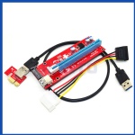 PCI-e PCI Express Riser 1X to 16X USB 3.0 with SATA power converter card for Bitcoin