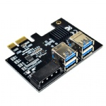 Panto Pcie Express 1x to 4-port USB3.0 Extender Riser Card Adapter Port Multiplier for BTC Miner