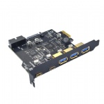 PCIE X1 to 3 port USB3.2 Gen1 A+ 2 Type C with 19pin usb header expansioin add on card